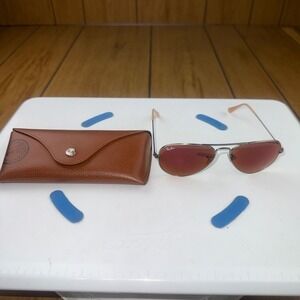 Ray-Ban RB3025 Aviator Large Metal Sunglasses Gunmetal Red Mirror Lens 55mm